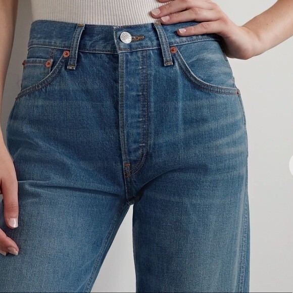 NWT Re/Done Redone Jeans 90s High Rise Loose Fit Medium Wash 100% Cotton 29 - Picture 8 of 9